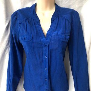 Comptoir Des Cotonniers blue button blouse top